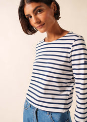 MINQUIDAME Breton Shirt (WHITE / NAVY)