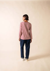 MINQUIDAME Breton Shirt (ECRU / MAROON)