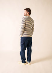 MATELOT Striped Wool Fisherman Sweater (ECRU / NAVY)