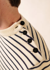 MATELOT Striped Wool Fisherman Sweater (ECRU / NAVY)