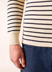 MATELOT Striped Wool Fisherman Sweater (ECRU / NAVY)