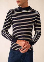 MATELOT Striped Wool Fisherman Sweater (NAVY / ECRU)