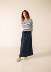 MINQUIERS DROP II Drop-Shoulder Breton Shirt (WHITE / NAVY)