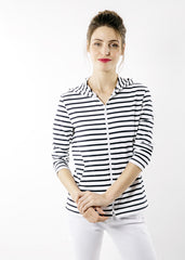 PLOUGASTEL II Striped Hoodie (WHITE / NAVY)