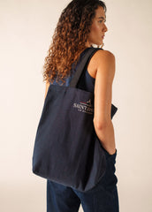 Striped Tote Bag (NAVY / ECRU)