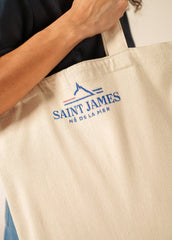 Striped Tote Bag (ECRU / ROYAL BLUE)