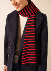 DUGUAY Striped Wool Scarf (NAVY / RED)