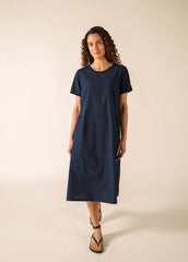 MORGANE Oversized Cotton Dress (NAVY)