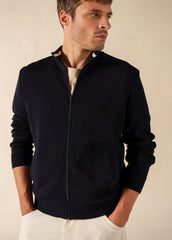 EQUIPAGE Zip-Up Cardigan (NAVY)
