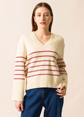 RUMILLY Striped Sweater (ECRU / MAROON)