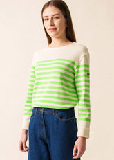 ECRINS FLUO Striped Sweater (IVORY / NEON GREEN)