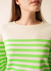 ECRINS FLUO Striped Sweater (IVORY / NEON GREEN)