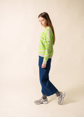 OLTEN Zebra Sweater (GRAY / NEON GREEN)