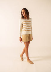 MARSEILLAN Boatneck Sweater (WHITE / SAIL CANVAS)