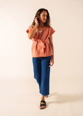 LANDEMER Boiled Wool Sleeveless Kimono Jacket (CLAY)