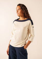 LATSIA boatneck Tee x Isabelle Ballu (ECRU / NAVY)