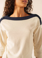 LATSIA boatneck Tee x Isabelle Ballu (ECRU / NAVY)
