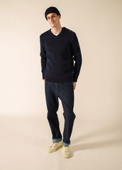 CANCALE V-Neck Wool Sweater (NAVY)