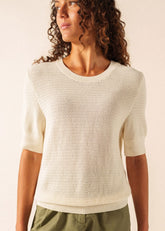PROVENCE Openwork Cotton & Wool Sweater (IVORY)