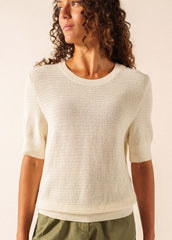PROVENCE Openwork Cotton & Wool Sweater (IVORY)