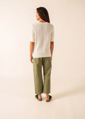 PROVENCE Openwork Cotton & Wool Sweater (IVORY)