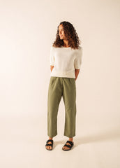 PROVENCE Openwork Cotton & Wool Sweater (IVORY)