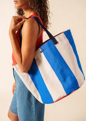 Play Reversible upcycled tote bag (BLUE / WHITE / RED)