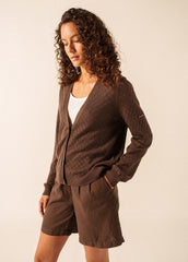 BRAGA Wool & Silk Knit Cardigan (CHOCOLATE)