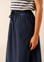 ALBANE Cotton Drawstring Skirt (NAVY)