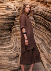 LEONIE Linen Shirt Dress (CHOCOLATE)