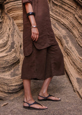 CHLOE Linen Wide-Leg Pants (CHOCOLATE)