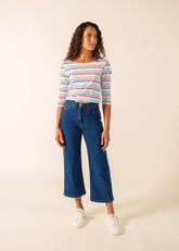 GARDE-COTE MULTICOLOR Striped Top (WHITE / CAPRI BLUE)