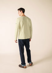 MERIDIEN MODERNE Breton Shirt (WHITE / SAGE OLIVE)