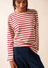 MERIDIEN MODERNE Breton Shirt (ECRU / MAROON)