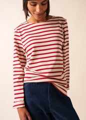 MERIDIEN MODERNE Breton Shirt (ECRU / MAROON)