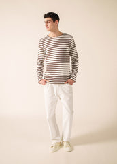 MERIDIEN MODERNE Breton Shirt (WHITE / CHOCOLATE)