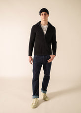 QUIBERON High Collar Knit Jacket (NAVY)