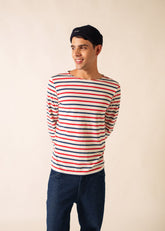 MINQUIERS MODERN TRI Tri-Color Breton Shirt (ECRU / NAVY / RED)