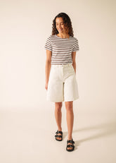 ETRILLE II Nautical Striped Tee (WHITE / CHOCOLATE)