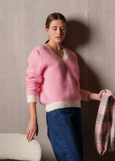 COURCHEVEL Mohair Sweater (WINTER WHITE / BRIGHT PINK)