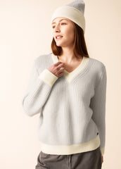 COURCHEVEL Striped Sweater (WINTER WHITE /GRAY)