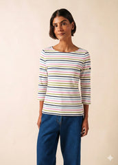 GARDE-COTE MULTICOLOR Striped Top (WHITE / SAGE OLIVE)
