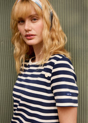 HAUTEVILLE Striped Dress (INDIGO / IVORY)