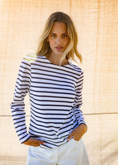 MINQUIDAME Breton Shirt (WHITE / NAVY)