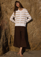 PERPIGNAN Striped Buttoned Cardigan (WHITE / SAIL CANVAS)