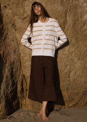 PERPIGNAN Striped Buttoned Cardigan (WHITE / SAIL CANVAS)
