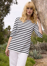 PHARE COTTON ¾ sleeve Breton shirt (WHITE / NAVY)