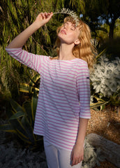 PHARE Anti-Uv Striped Tunic (WHITE / TEA ROSE PINK)