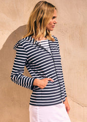 PLOUGASTEL II Striped Hoodie (NAVY / WHITE)
