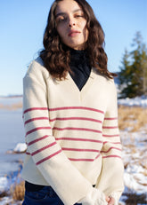 RUMILLY Striped Sweater (ECRU / MAROON)